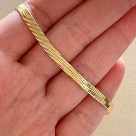 High Polish 18K Gold Filled Herringbone Bracelet, Gold, Herringbone Jewelry Necklace by DailySale