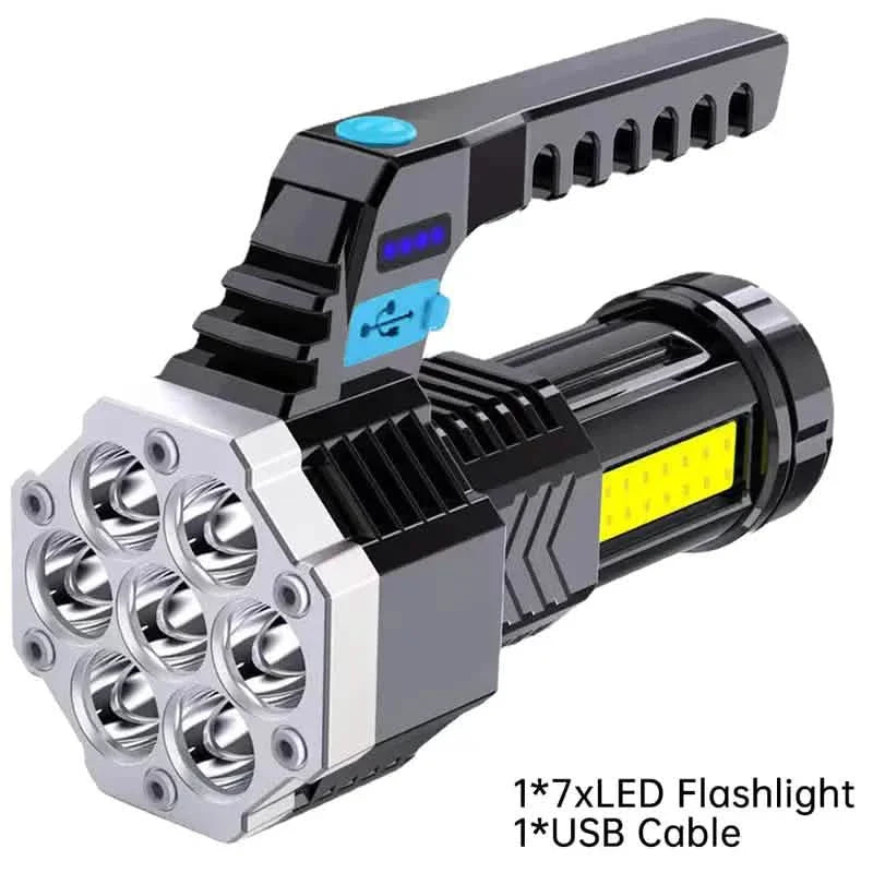 COB 7 LED Handheld Flashlight - Rechargeable, Portable, and Water-Resistant with USB Charging by DailySale