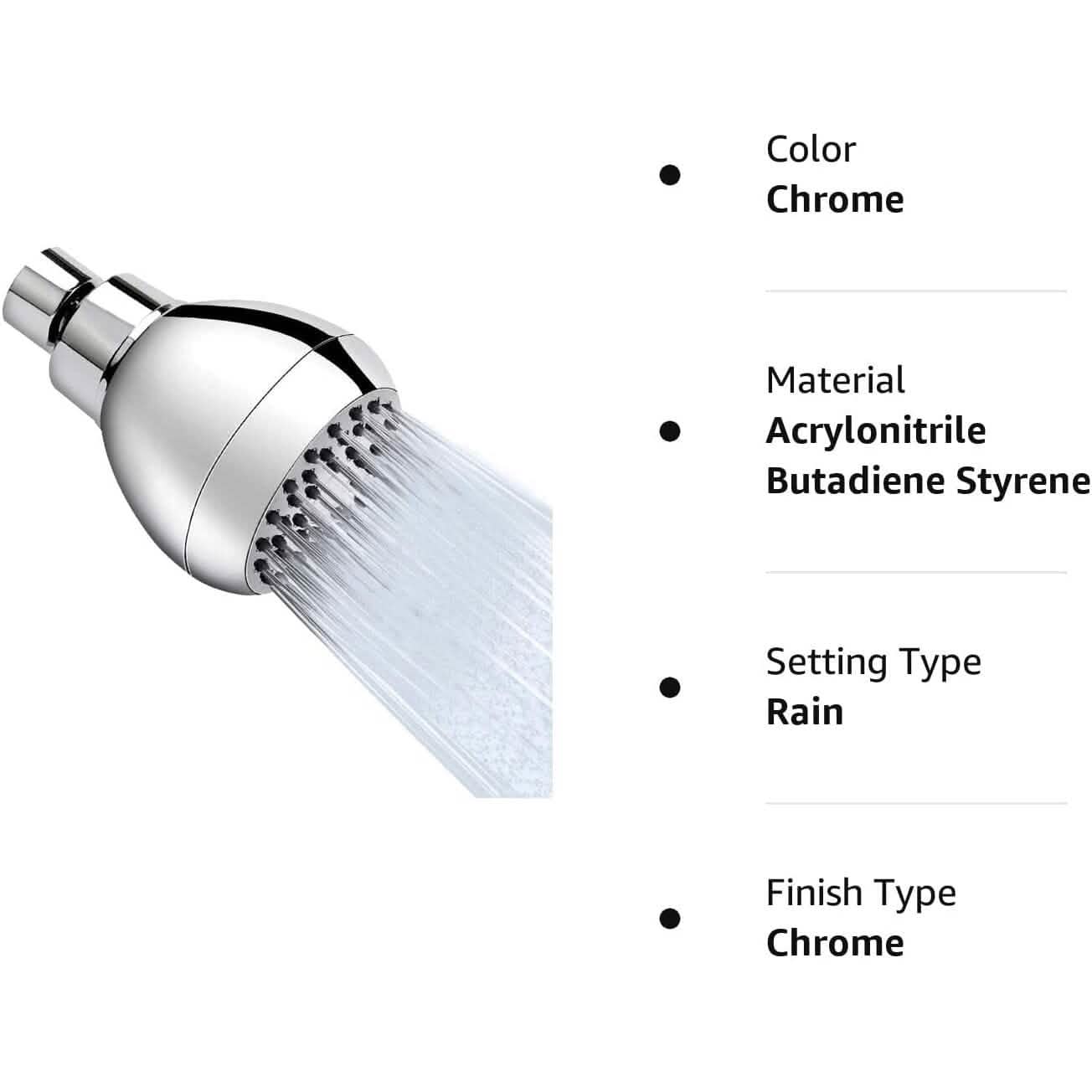 High Pressure Shower Head 3" Anti-clog Anti-leak Fixed with Adjustable Swivel Brass Ball Joint by DailySale
