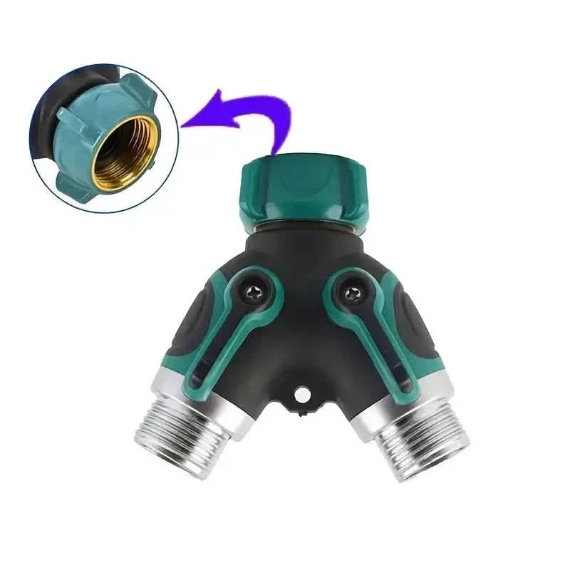 Hose Splitter 2 Way 3/4" Faucet Y Connector with Shut-off Valve by DailySale