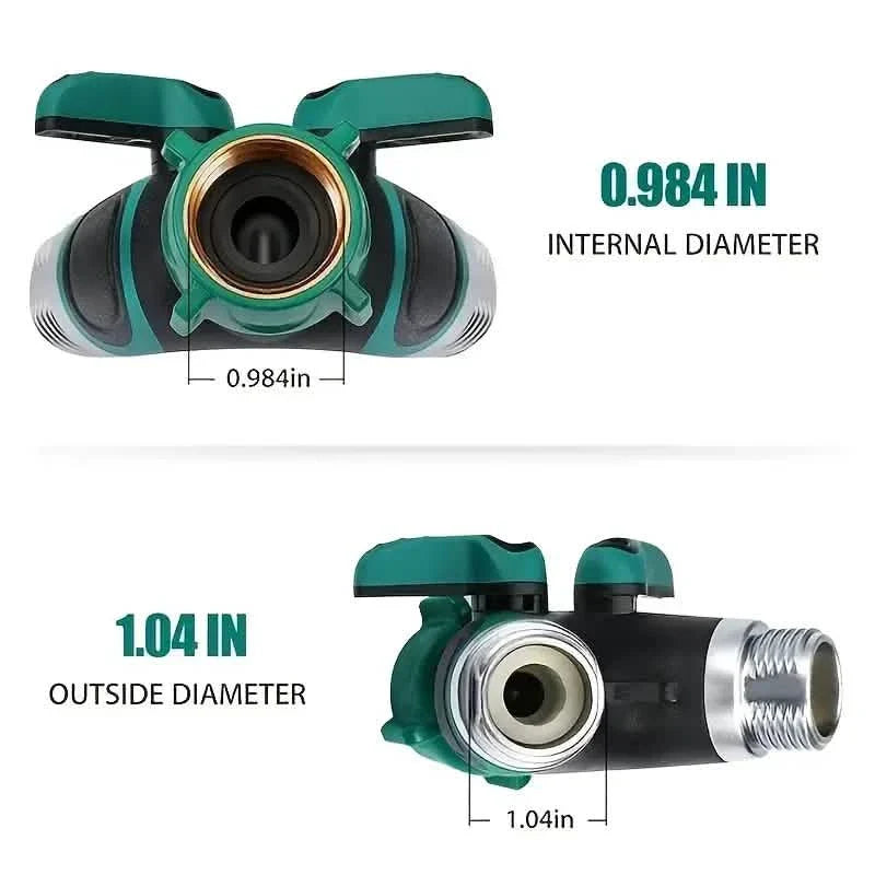 Hose Splitter 2 Way 3/4" Faucet Y Connector with Shut-off Valve by DailySale