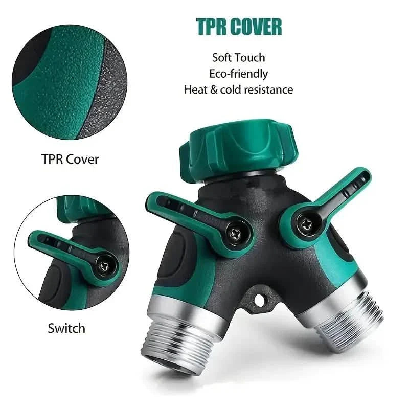 Hose Splitter 2 Way 3/4" Faucet Y Connector with Shut-off Valve by DailySale