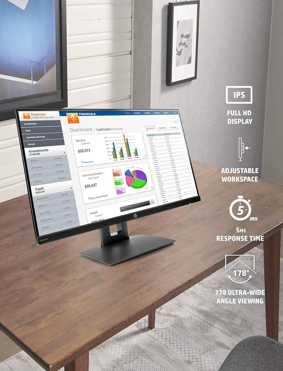 HP 23.8” VH240a IPS FHD LED Monitor HDMI VGA Speakers (Refurbished) by DailySale