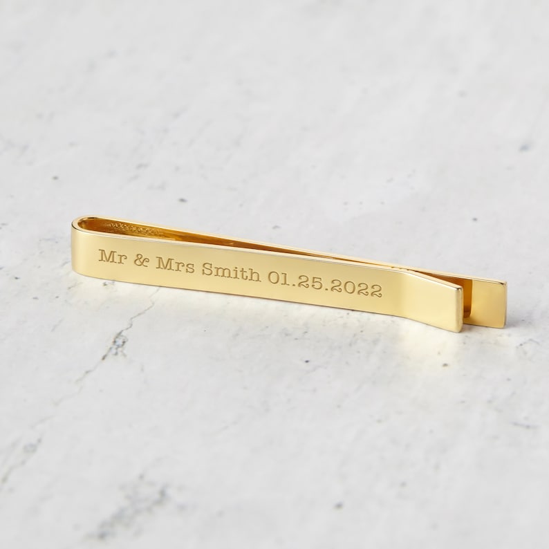 Engraved Tie Clip, Groom Tie Clip, Groom Gift From Bride - Goddess Imports Marketplace