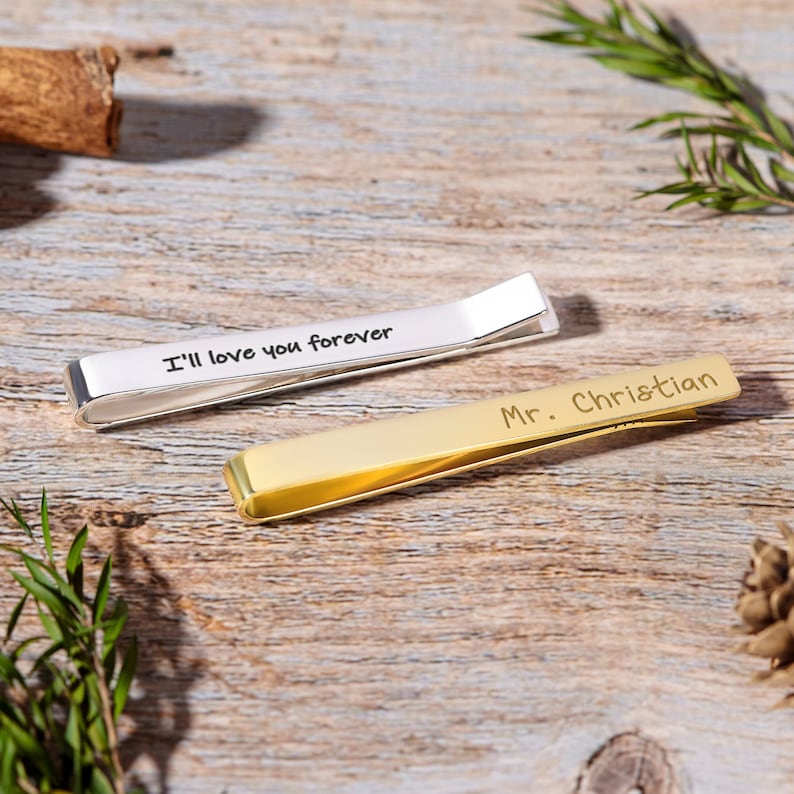 Engraved Tie Clip, Groom Tie Clip, Groom Gift From Bride - Goddess Imports Marketplace