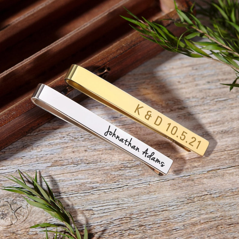 Engraved Tie Clip, Groom Tie Clip, Groom Gift From Bride - Goddess Imports Marketplace