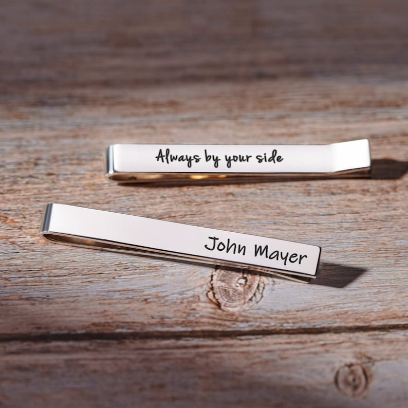 Engraved Tie Clip, Groom Tie Clip, Groom Gift From Bride - Goddess Imports Marketplace