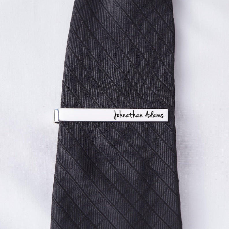 Engraved Tie Clip, Groom Tie Clip, Groom Gift From Bride - Goddess Imports Marketplace