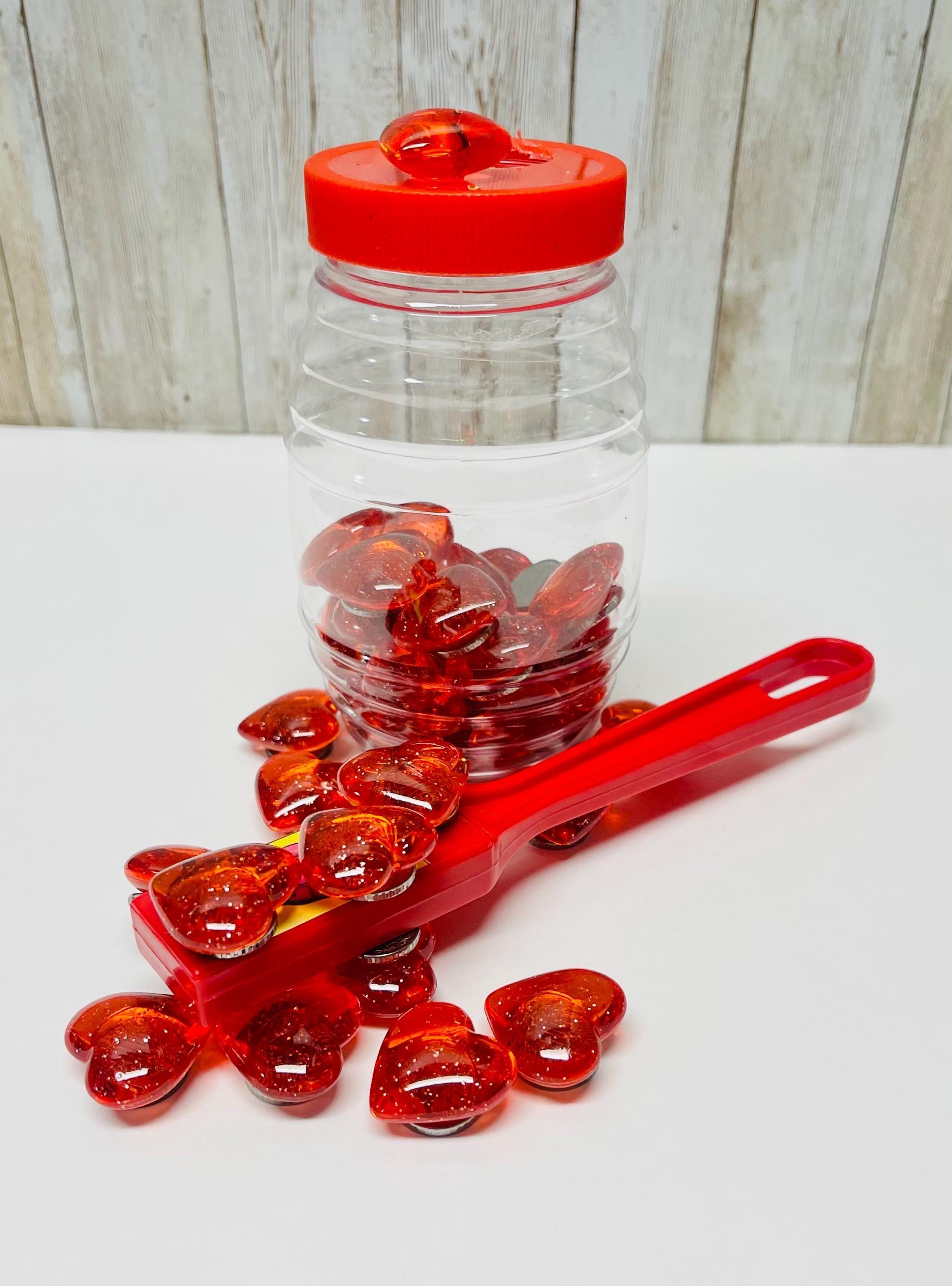 40 Fichas Magneticas de Corazonsitos con Pala Magnetica 40 Magnetic Heart Chips and Wand to Play Bingo by Chica Mexico
