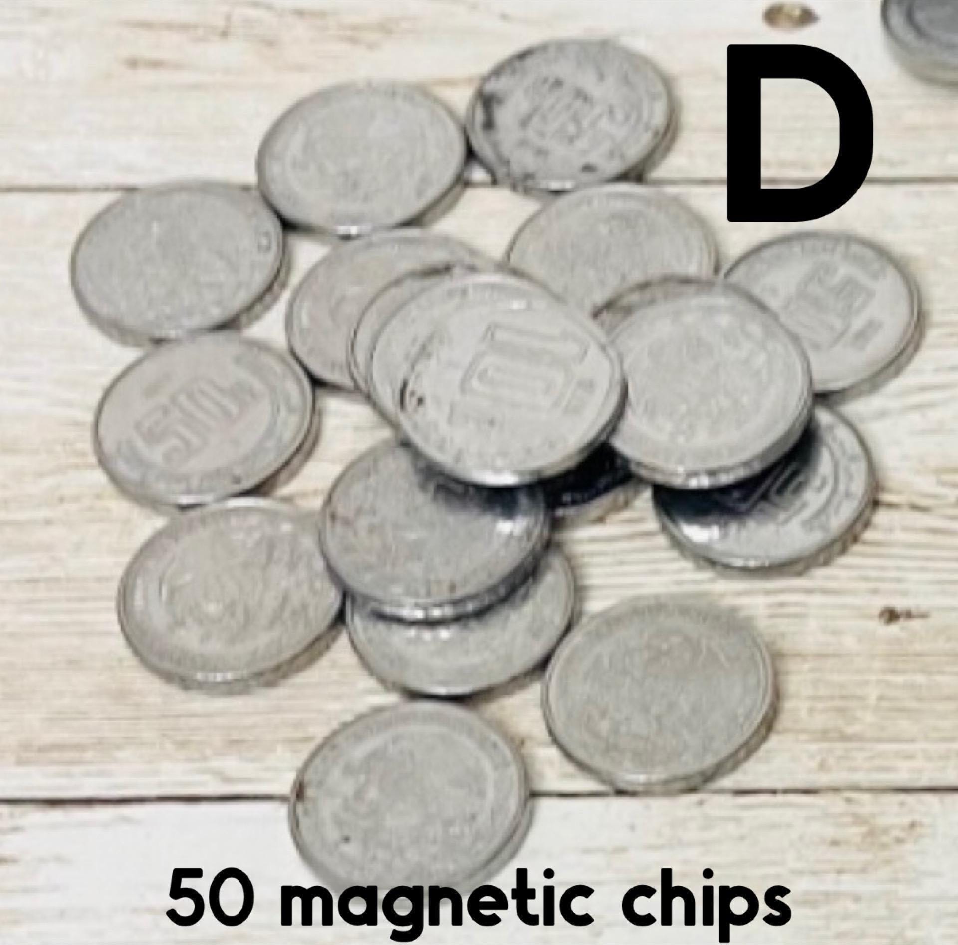 50 Monedas Mexicanas de Fichas Falsas de 50 Centavos para Jugar 50 Cent Magnetic Play Coins or Chips for Filling Bingo Cards by Chica Mexico