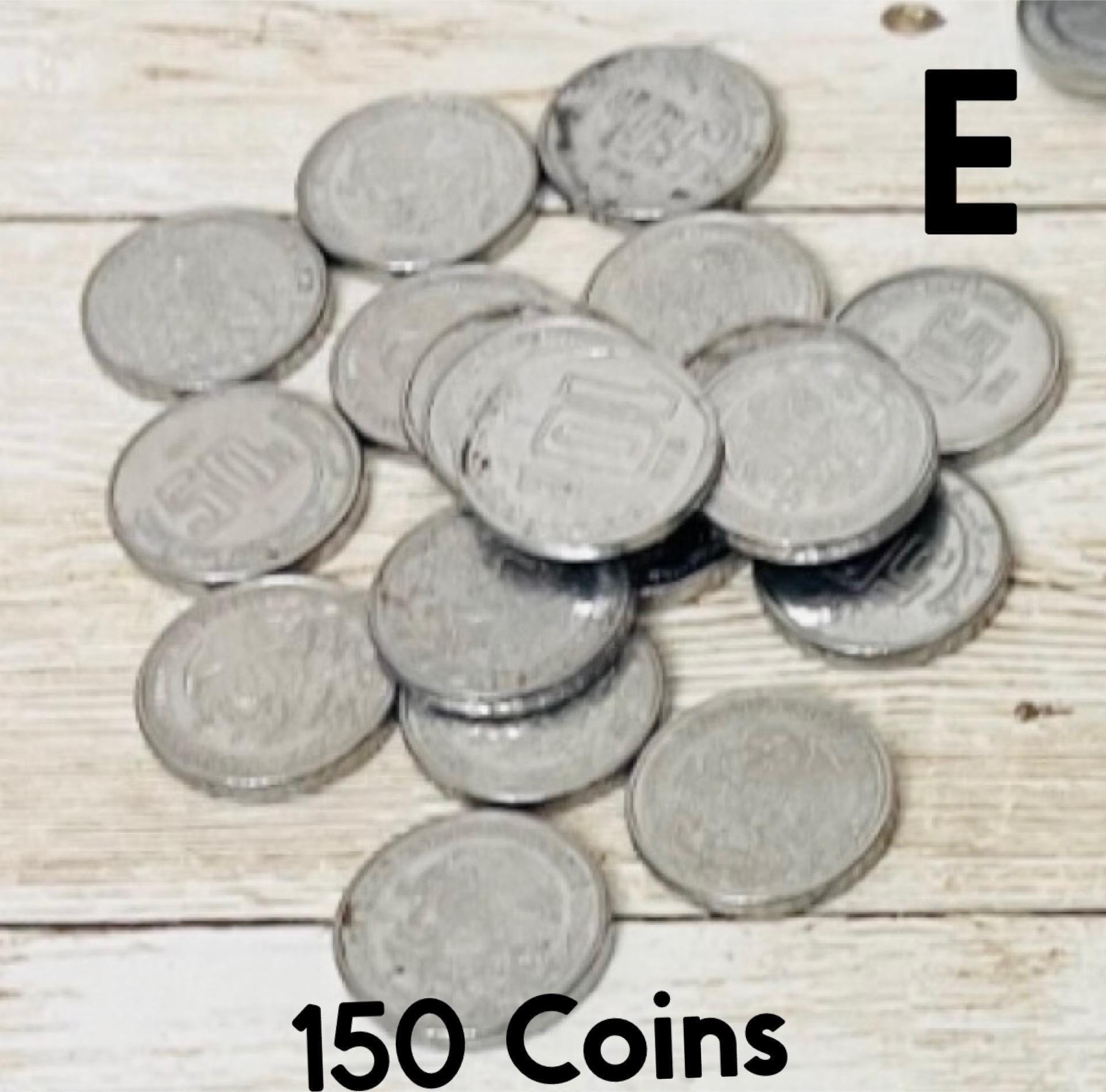 50 Monedas Mexicanas de Fichas Falsas de 50 Centavos para Jugar 50 Cent Magnetic Play Coins or Chips for Filling Bingo Cards by Chica Mexico