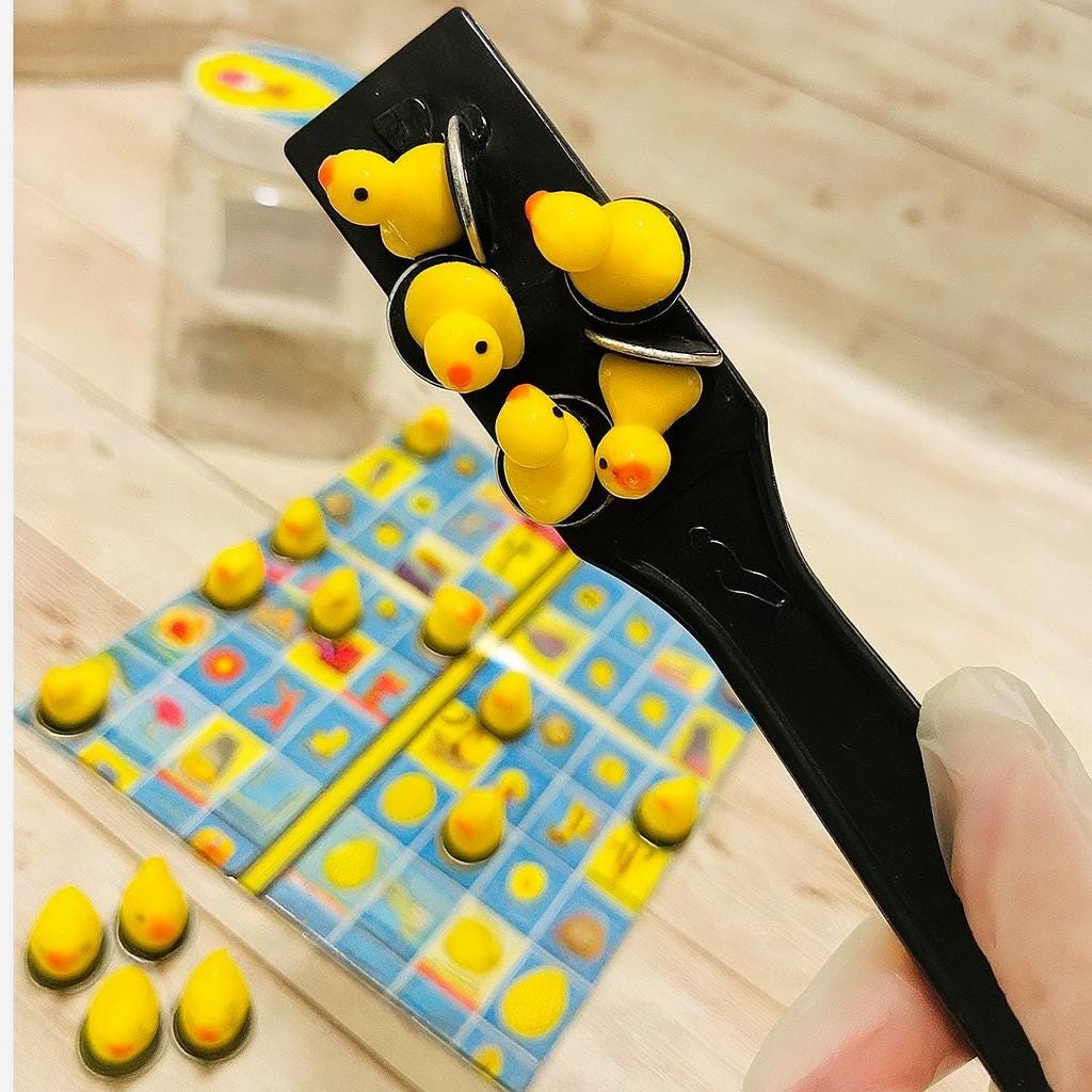 Fichas Magneticas de Patitos con Pala Magnetica Resin Filler Cards Duckies Chips with Magnetic Wand for Bingo by Chica Mexico