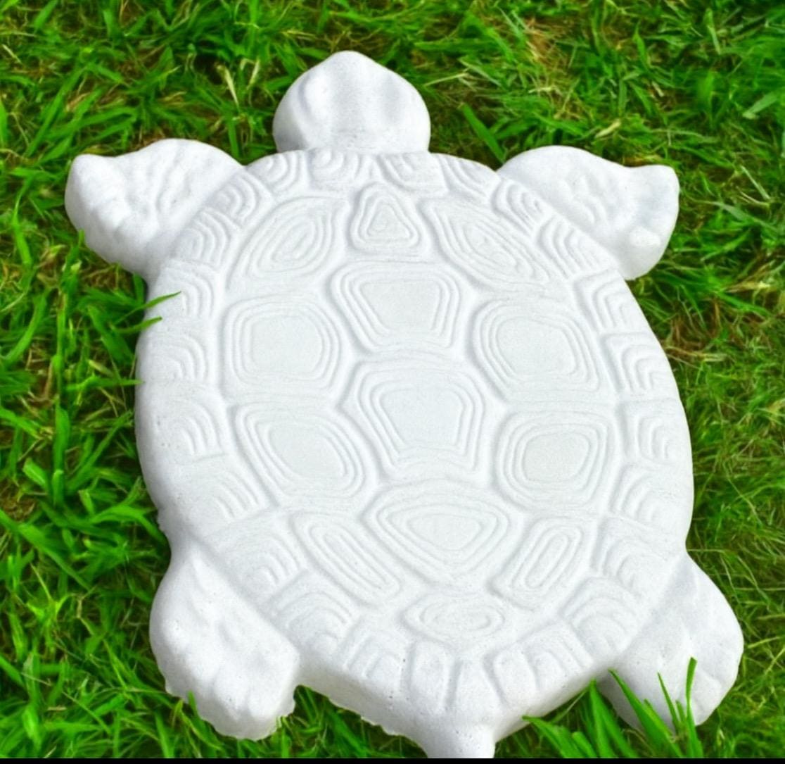 2x Bundle Garden Turtle Stepping Stones Garden Pathway Stepping Stone Outdoor Yard Decoration Cement Paver Lawn and Patio Ornament Bundle by Chica Mexico