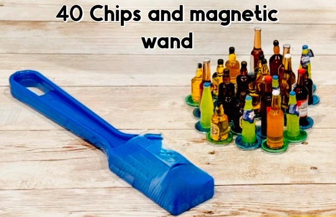 40 Fichas de Resina para Bingo y Pala Magnetica con Fichero de Plastico 40 Resin Chips with Magnetic Wand & Plastic Container by Chica Mexico