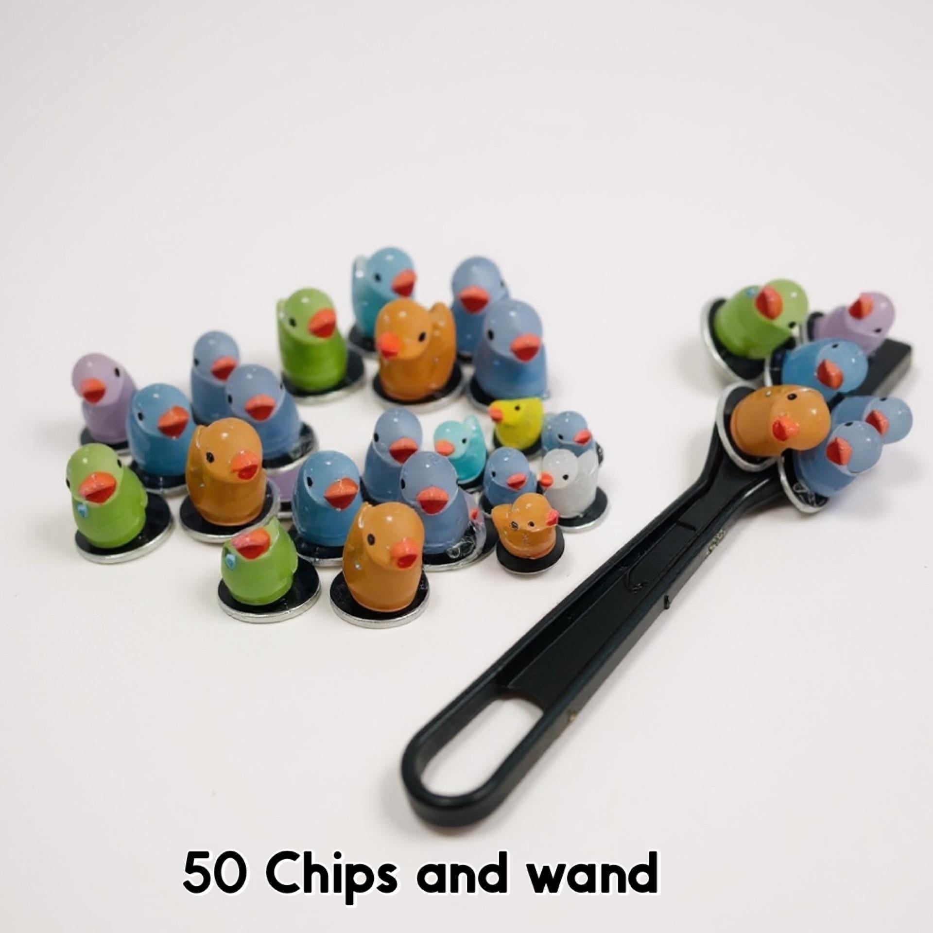 50 Fichas Luminosas Magneticas Para Bingo con Pala Magnetica 50 Luminous Resin Chips & Wand for Bingo by Chica Mexico
