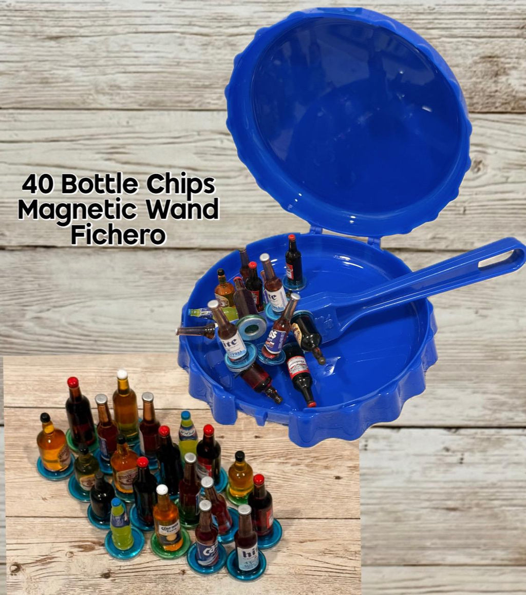 40 Fichas de Resina para Bingo y Pala Magnetica con Fichero de Plastico 40 Resin Chips with Magnetic Wand & Plastic Container by Chica Mexico