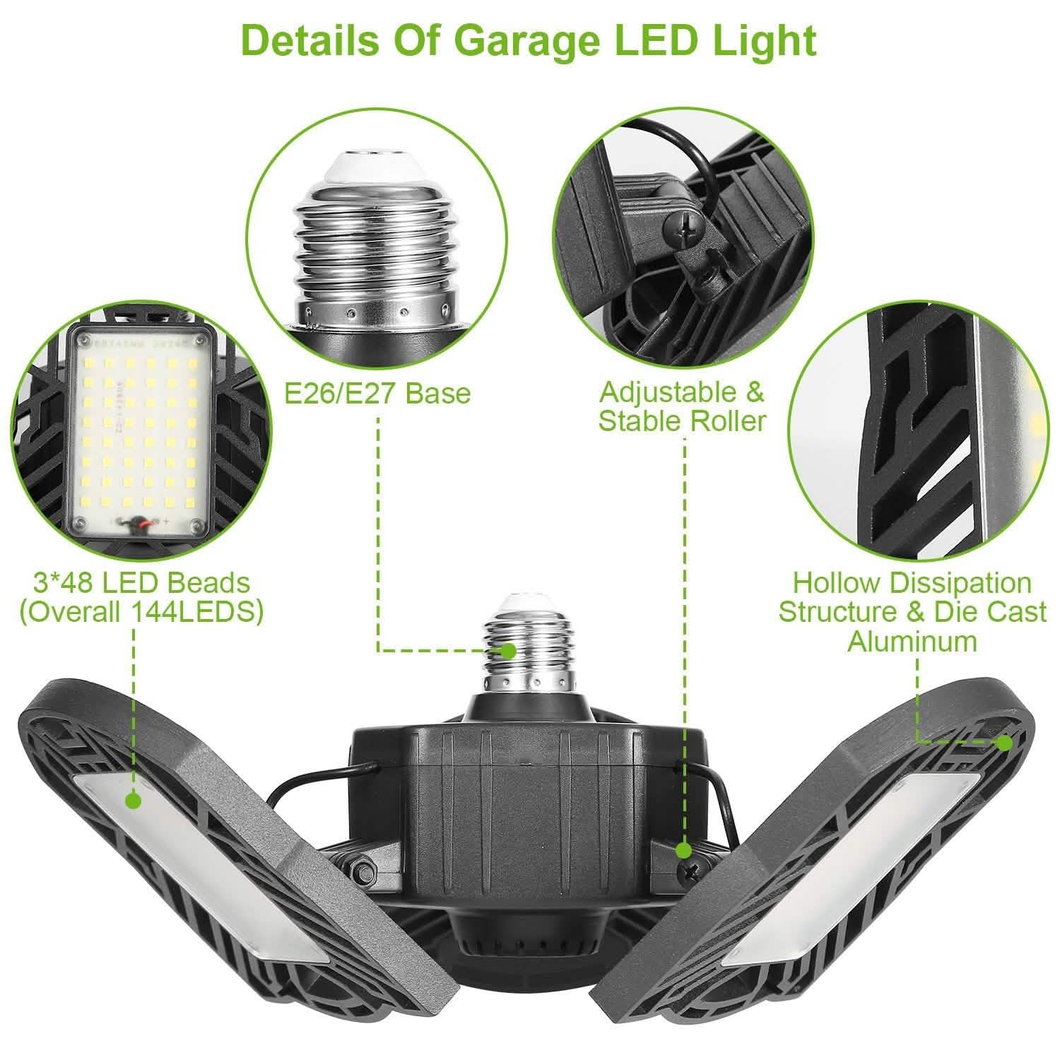 iMounTEK E26 /E27 80W 7000LM 6500K LED Garage Ceiling Light by DailySale