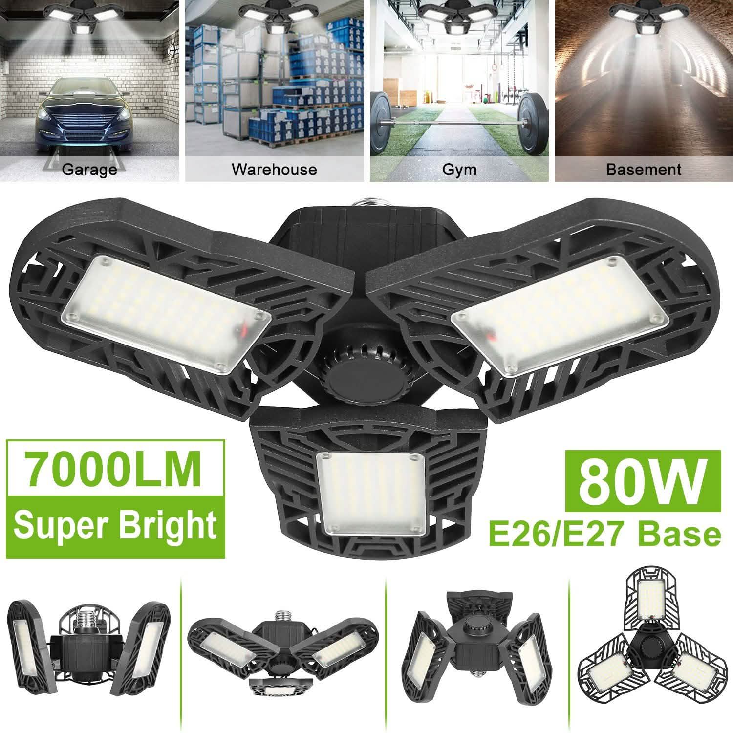 iMounTEK E26 /E27 80W 7000LM 6500K LED Garage Ceiling Light by DailySale