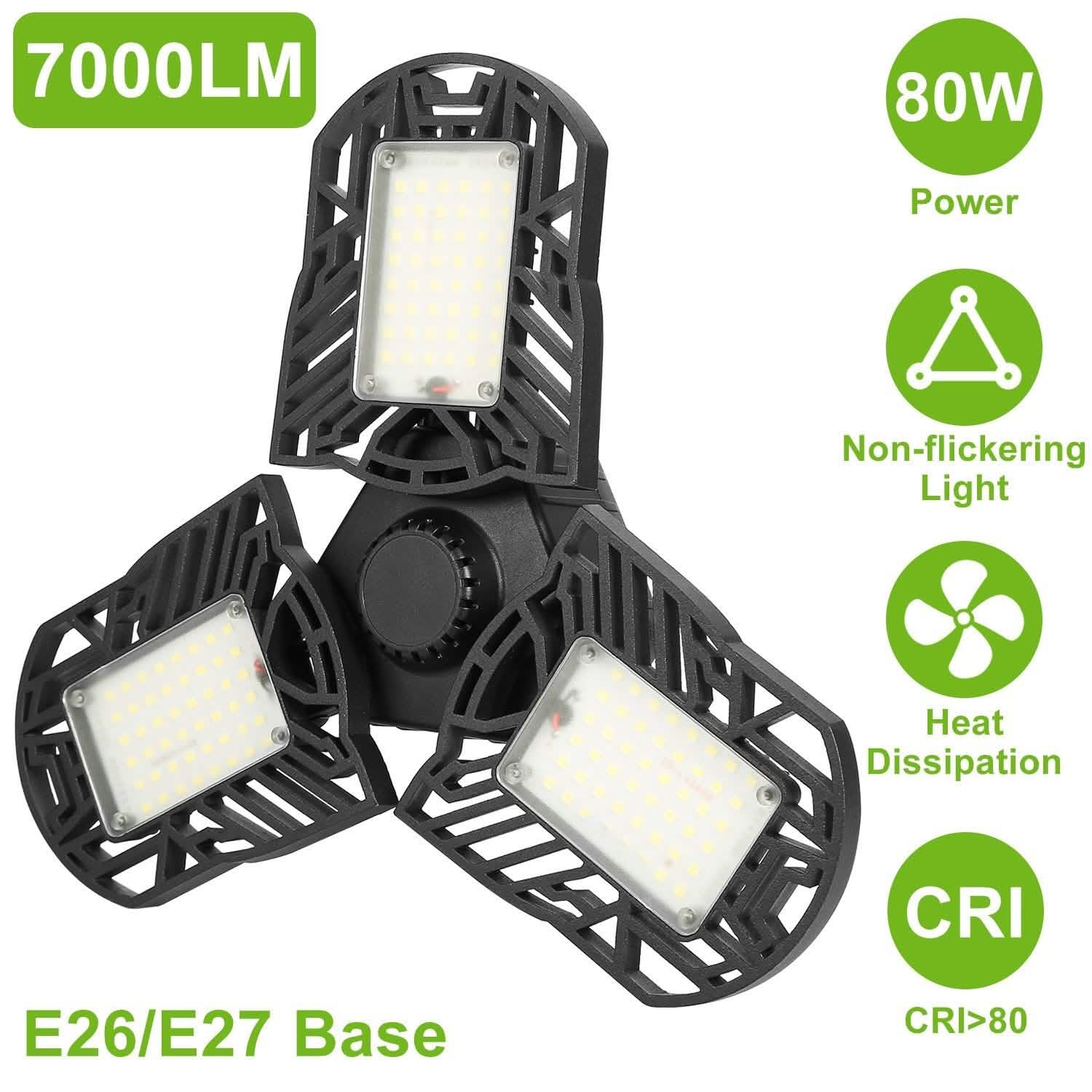 iMounTEK E26 /E27 80W 7000LM 6500K LED Garage Ceiling Light by DailySale