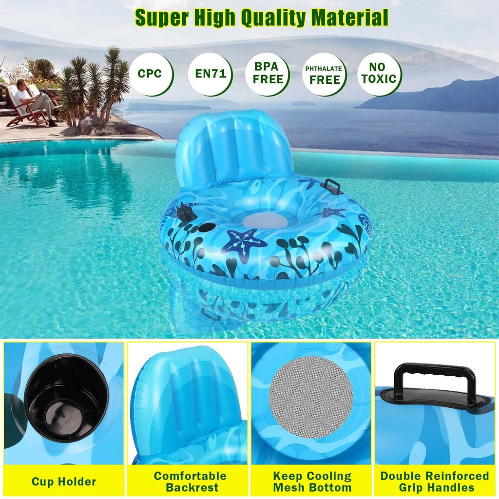 Inflatable Lounger Pool Float with Rubber Handle and Drink Holder by DailySale