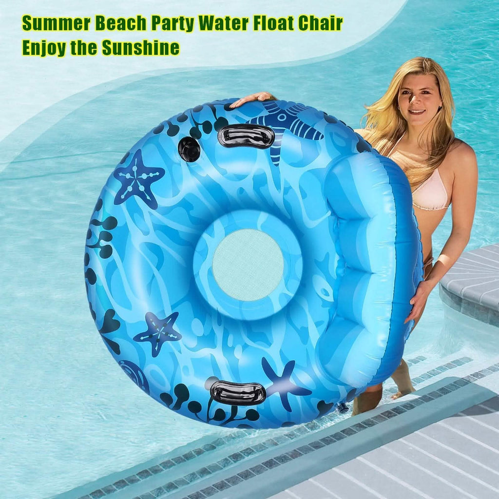 Inflatable Lounger Pool Float with Rubber Handle and Drink Holder by DailySale