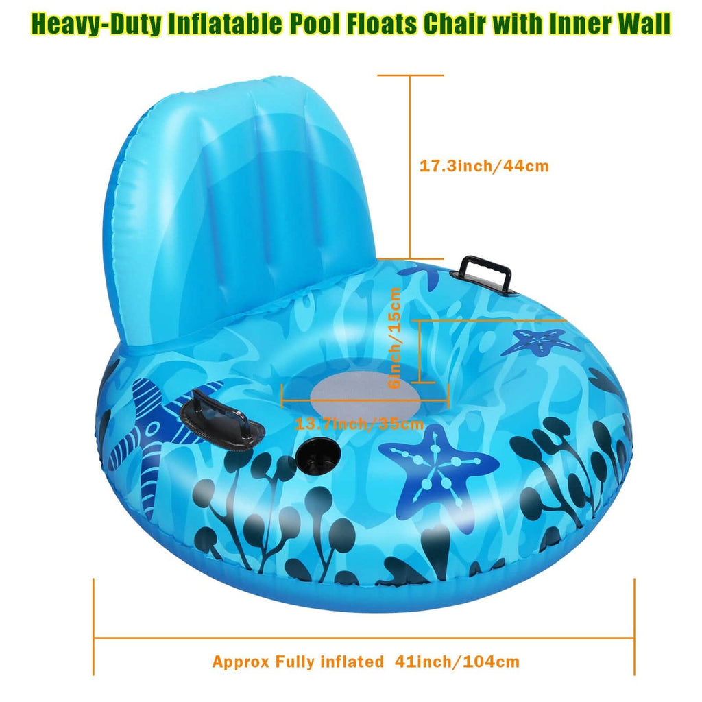Inflatable Lounger Pool Float with Rubber Handle and Drink Holder by DailySale