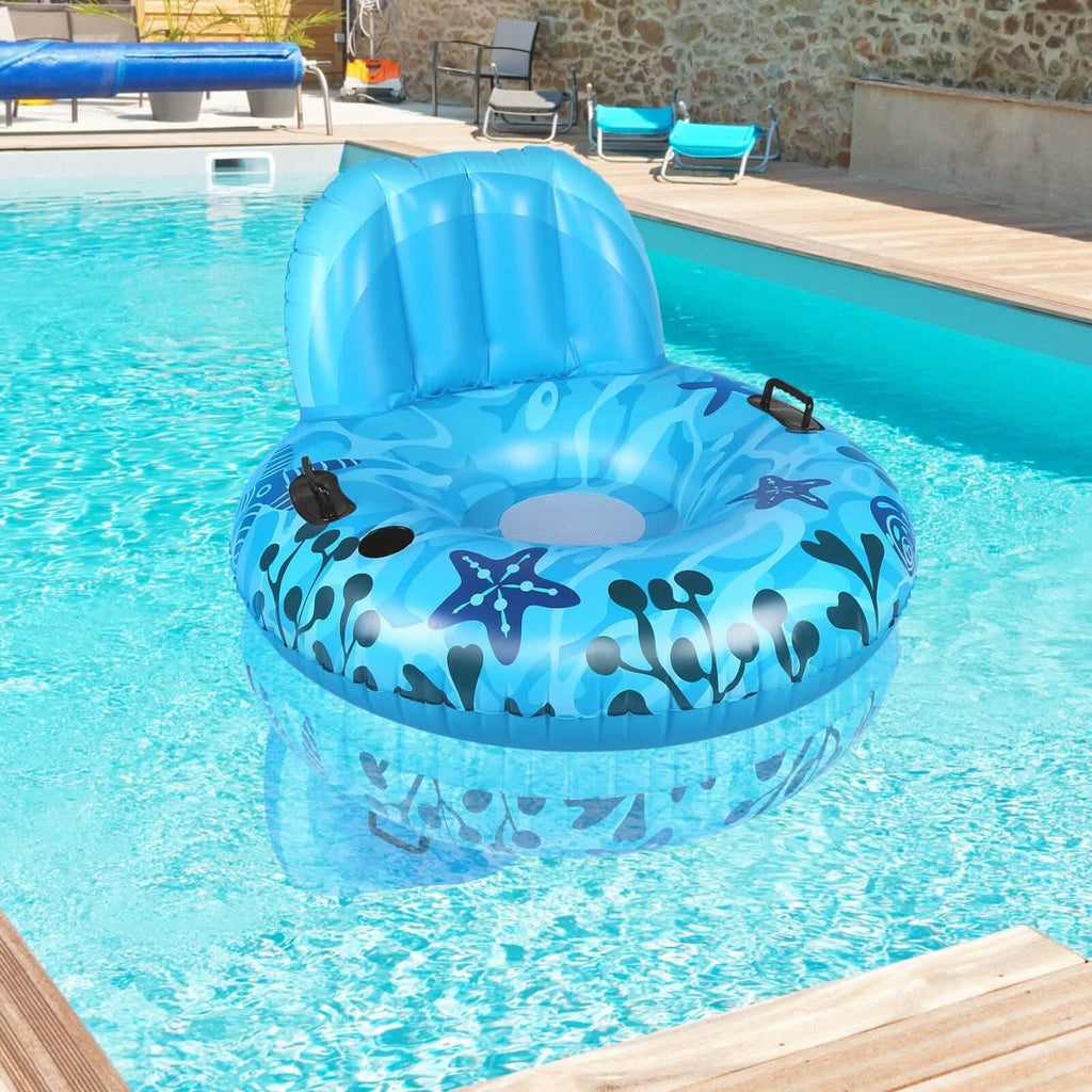 Inflatable Lounger Pool Float with Rubber Handle and Drink Holder by DailySale