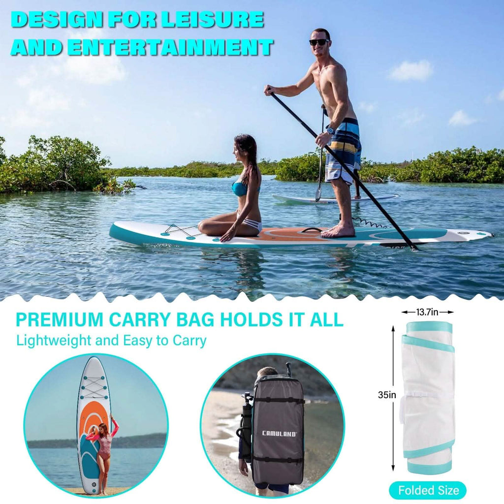 Inflatable Paddle Board Stand up Adults with Adjustable Paddle and Removable Fin Orange by DailySale