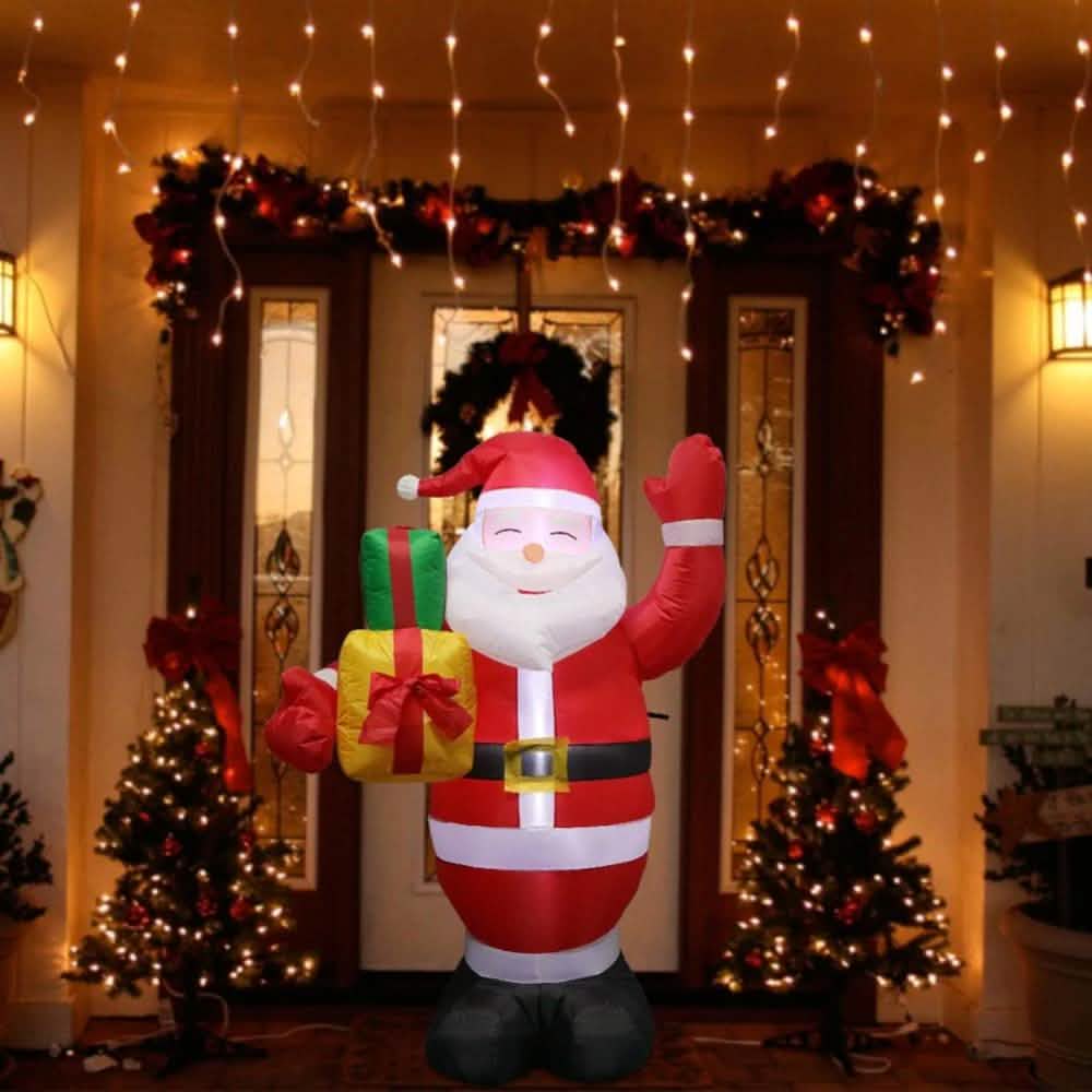 Inflatable Santa Claus and Snowman Night Light Figure by DailySale