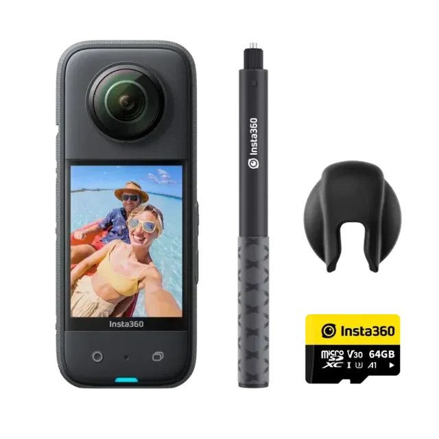 Insta360 X3 64GB Vlog Kit - 360 Action Camera with 5.7K 360, 4K Single-Lens Camera, Waterproof (Refurbished) by DailySale