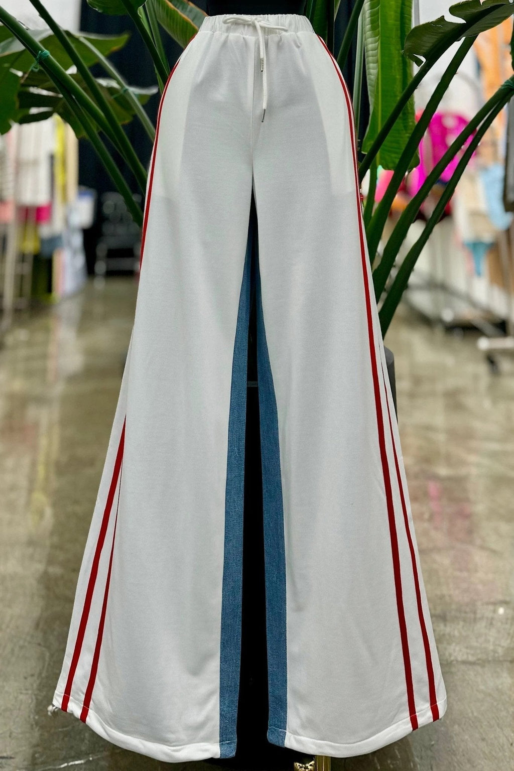 Jackie Jogger Demin Detail Pants With Adjustable Pant Drawstring