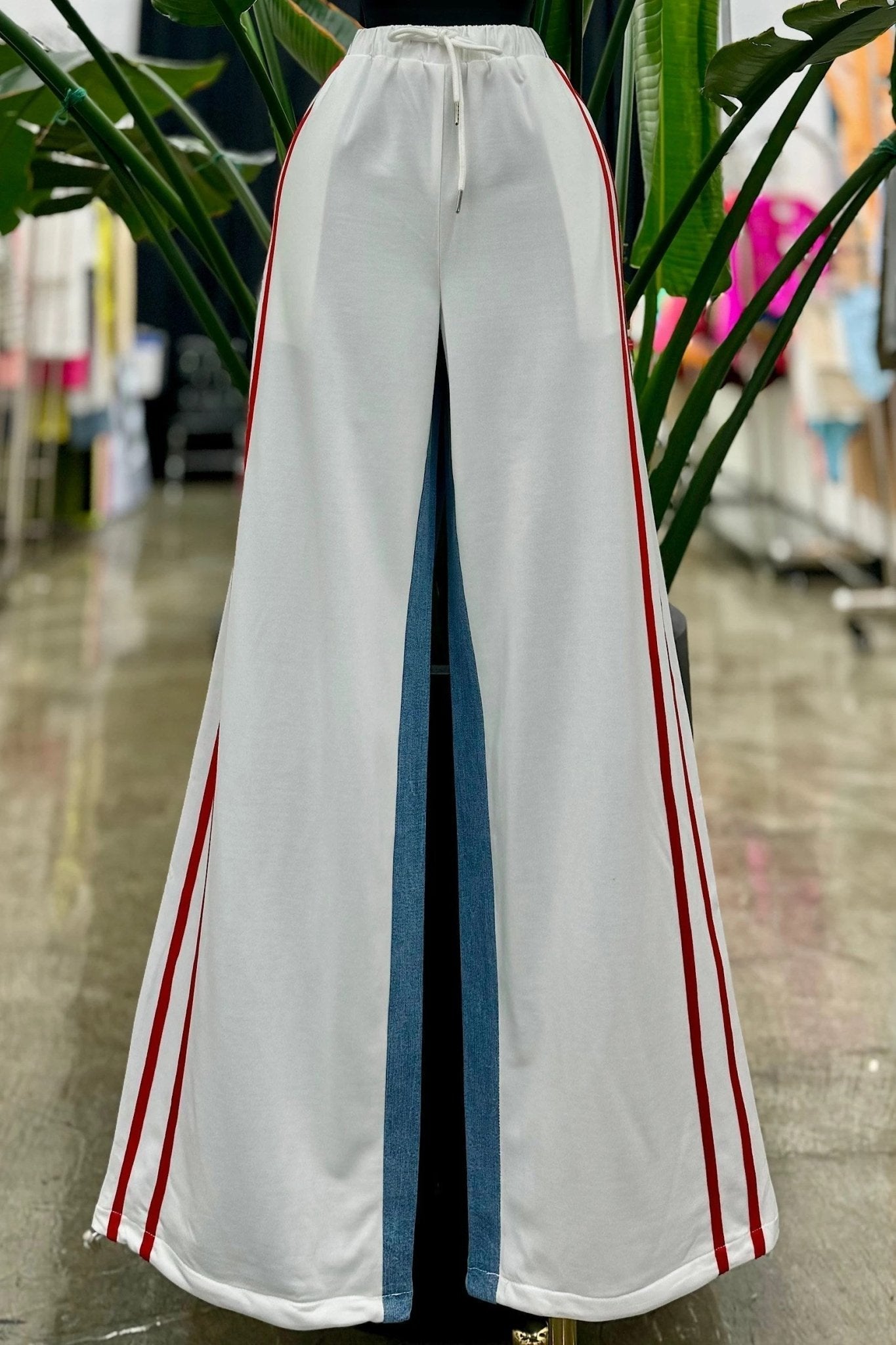 Jackie Jogger Demin Detail Pants With Adjustable Pant Drawstring