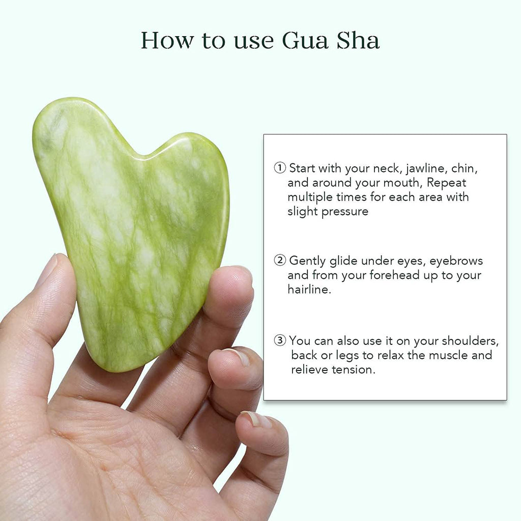 Jade Roller & Gua Sha Set Facial Beauty Tools Face Roller Skin Massager by DailySale