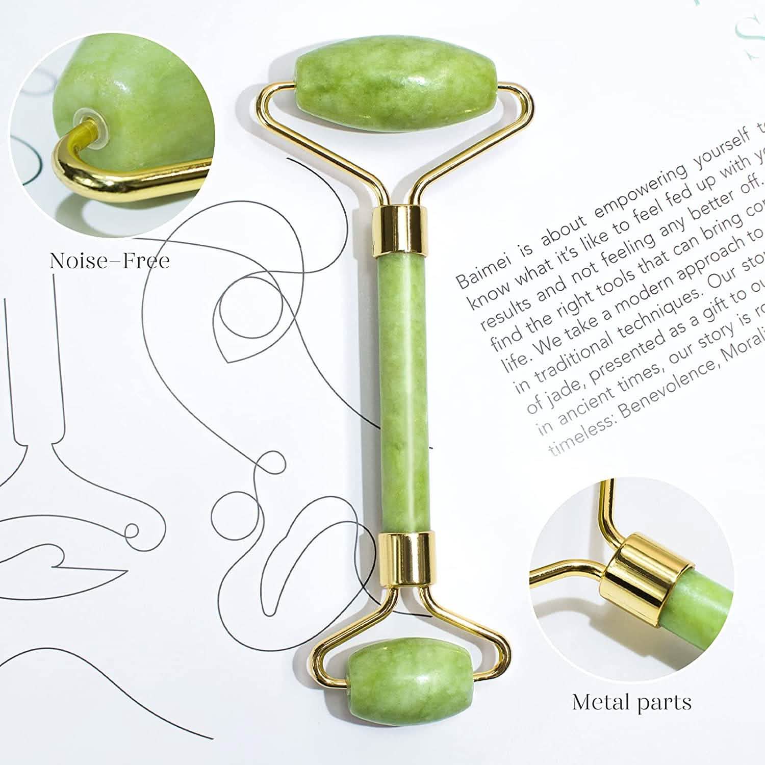 Jade Roller & Gua Sha Set Facial Beauty Tools Face Roller Skin Massager by DailySale