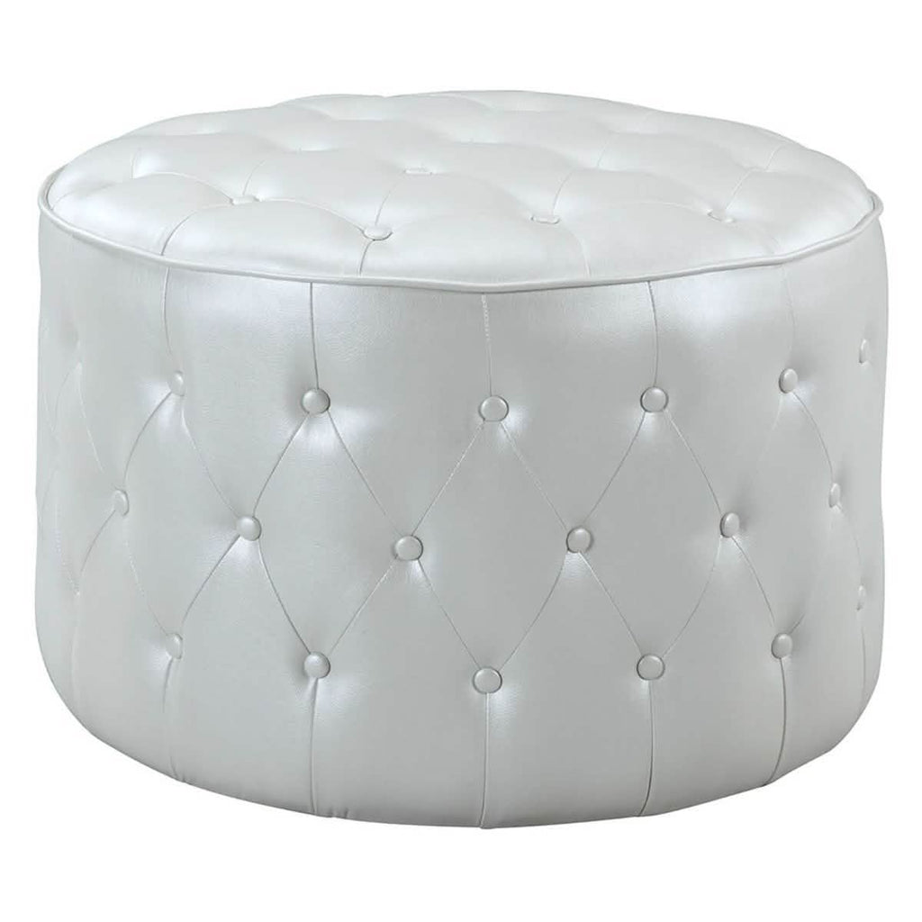 Jimmy Ottoman Button Tufted PU Leather Upholstered Round Pouf