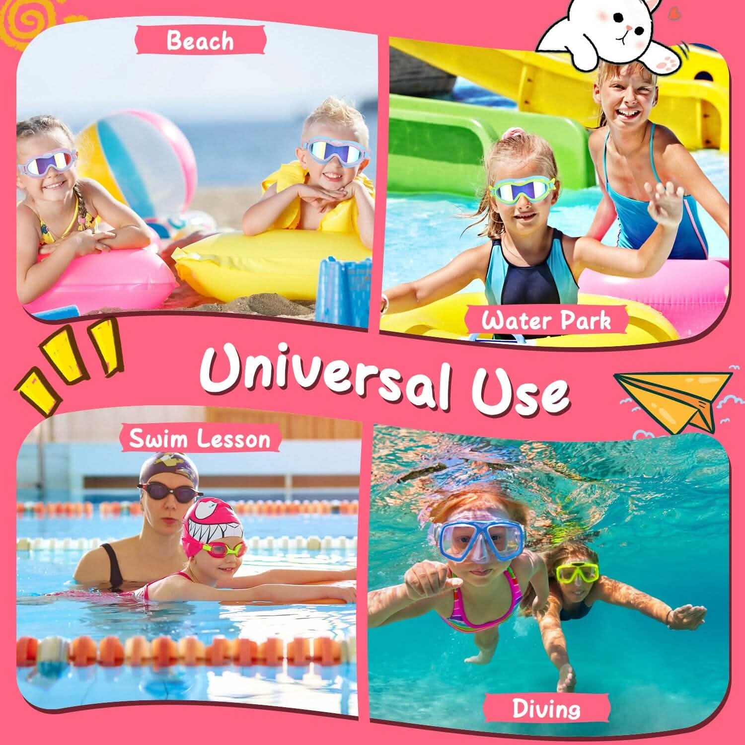 Kids Swim Goggles with Ear Plugs UV Protection Anti-Fog Leak Proof by DailySale