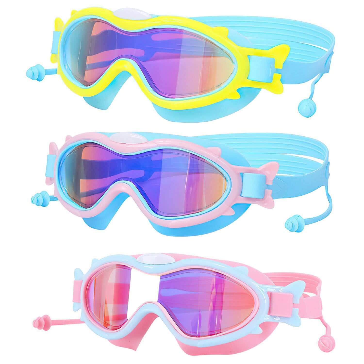 Kids Swim Goggles with Ear Plugs UV Protection Anti-Fog Leak Proof by DailySale