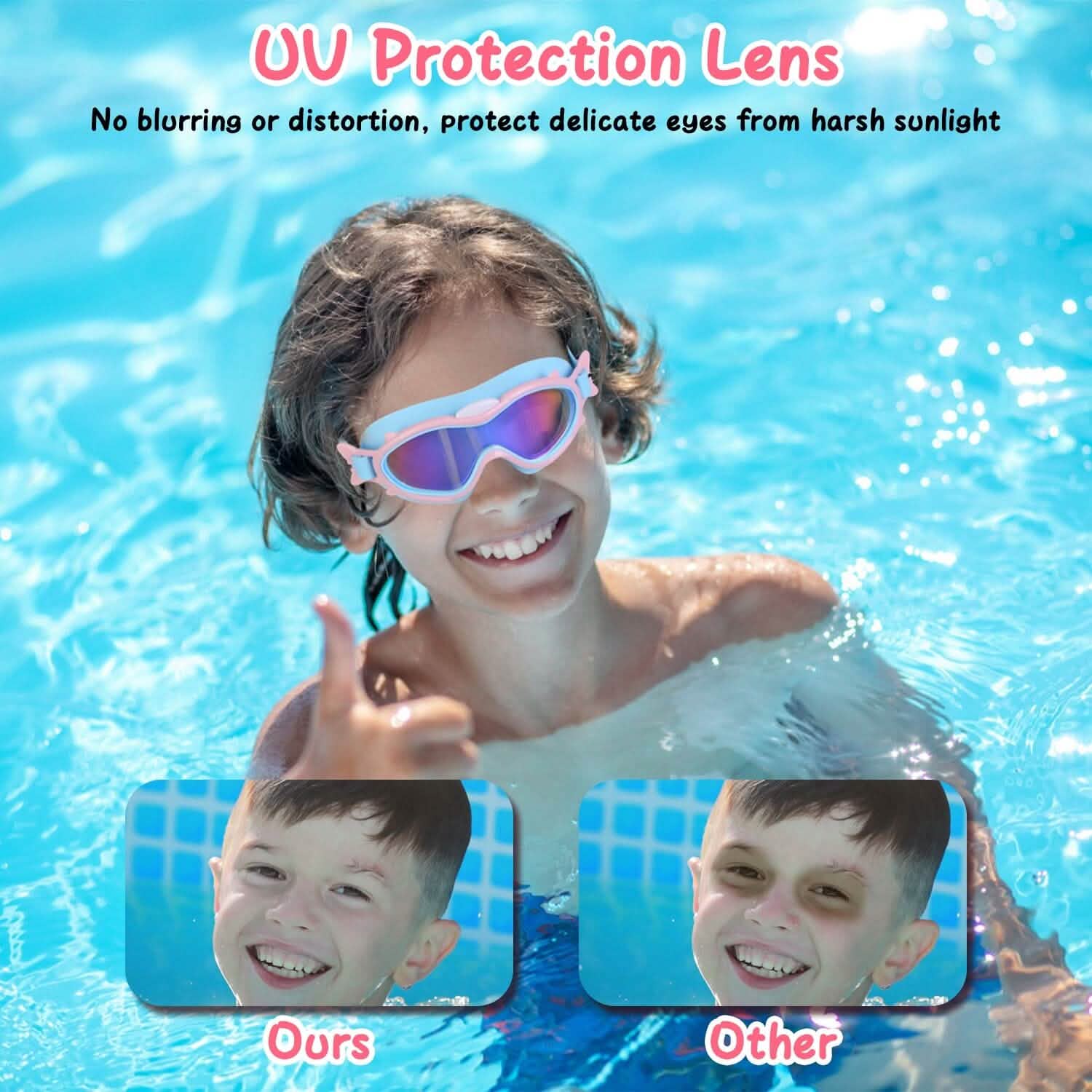 Kids Swim Goggles with Ear Plugs UV Protection Anti-Fog Leak Proof by DailySale