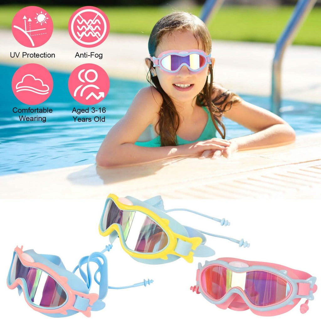 Kids Swim Goggles with Ear Plugs UV Protection Anti-Fog Leak Proof by DailySale