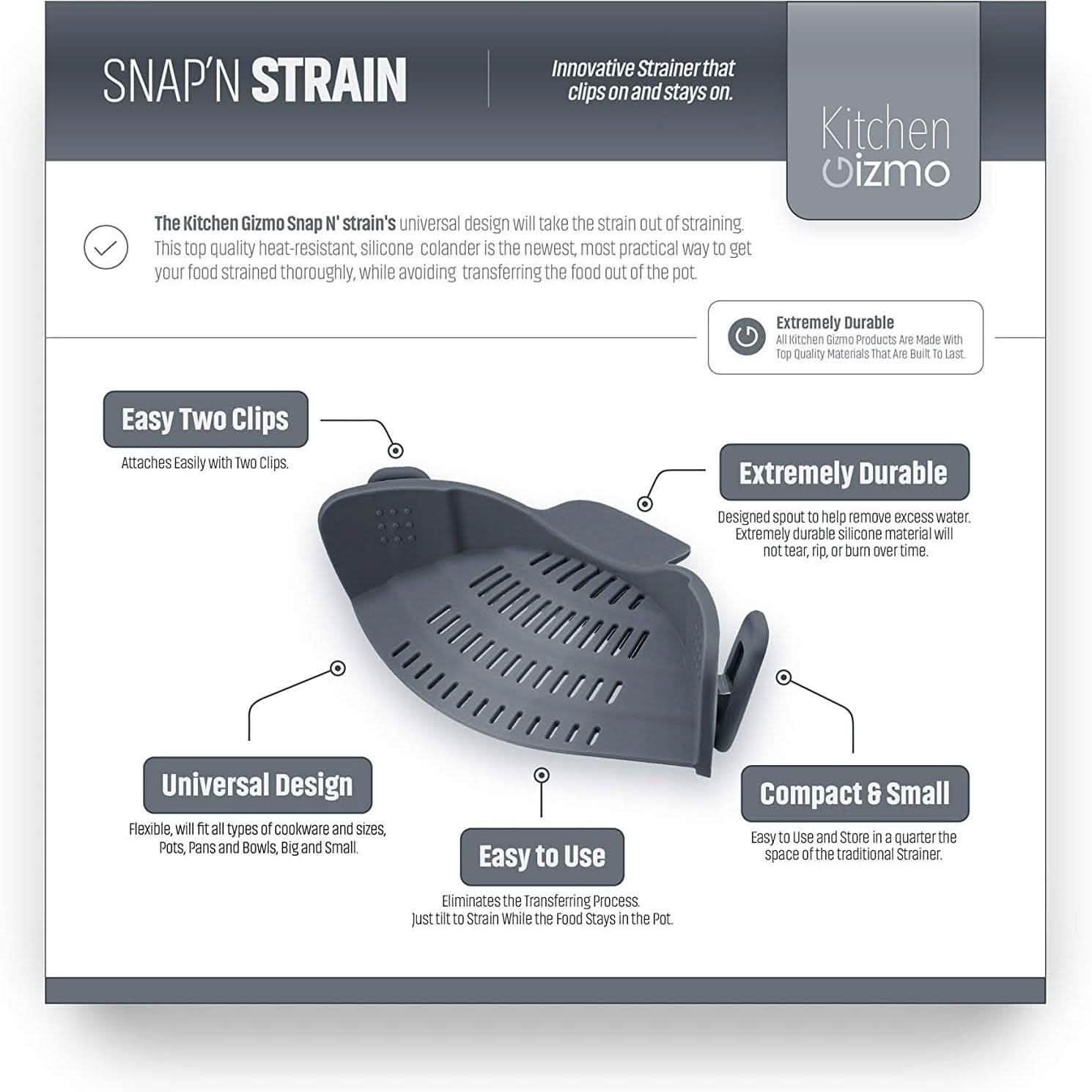 Kitchen Gizmo Snap N Strainer by DailySale