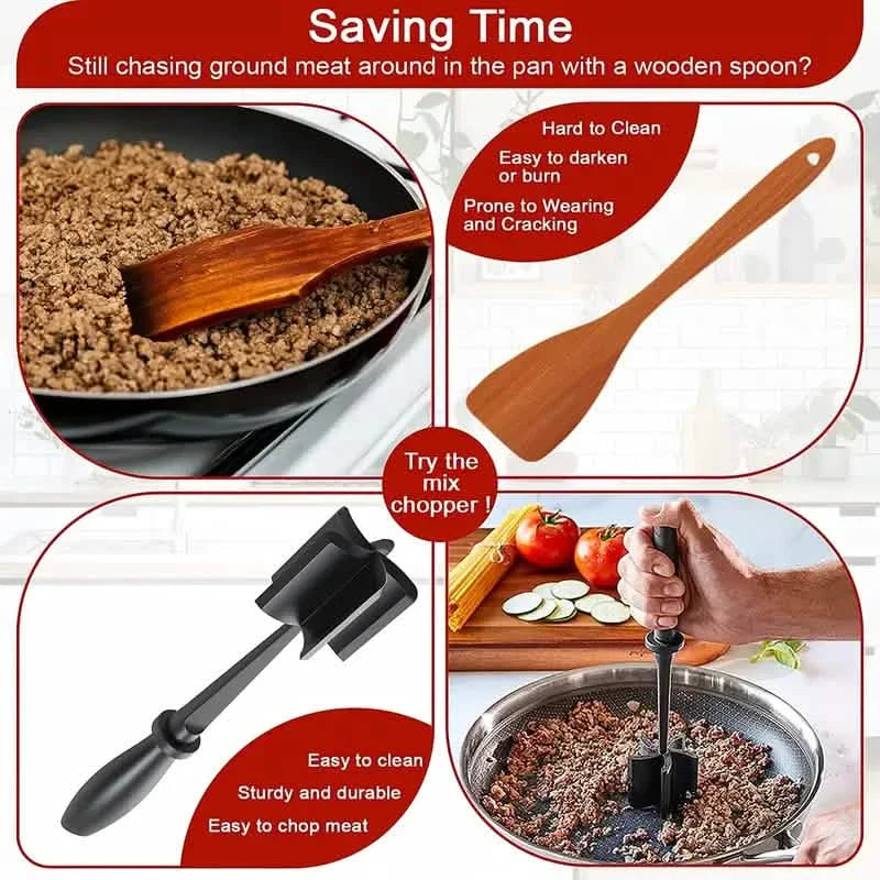 Kitchen Meat Chopper Ground Beef Masher Utensil Heat Resistant Non-Stick by DailySale