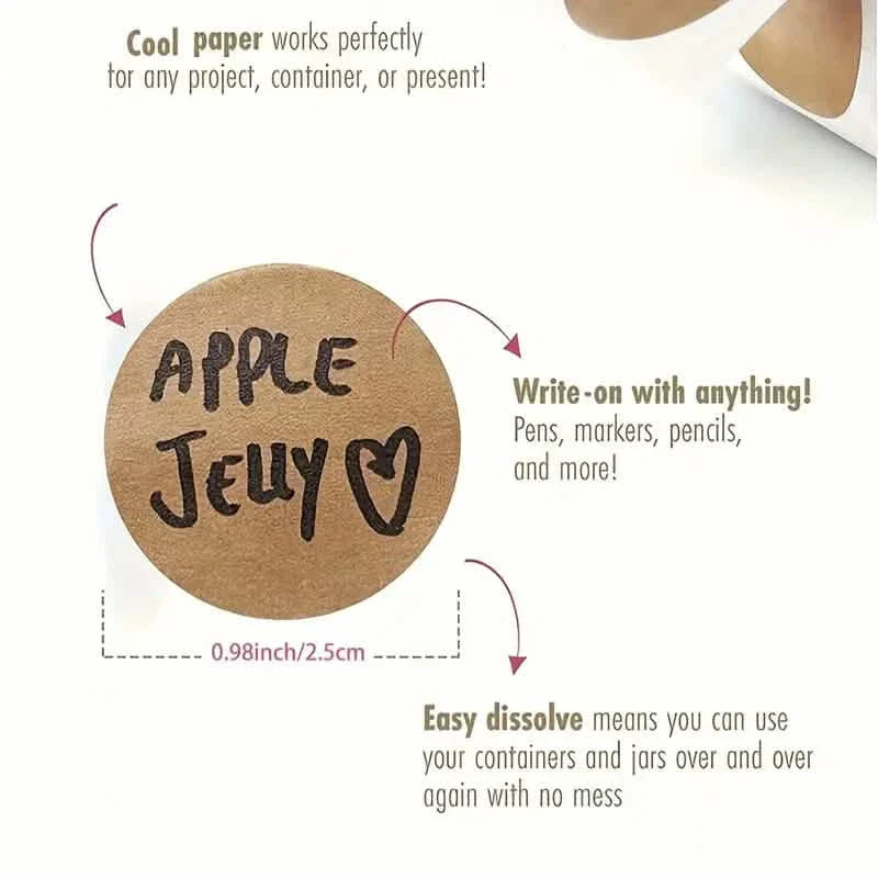 Kraft Paper Round Self-adhesive Label Paper Item Classification Name Stickers Personalized Labels by DailySale