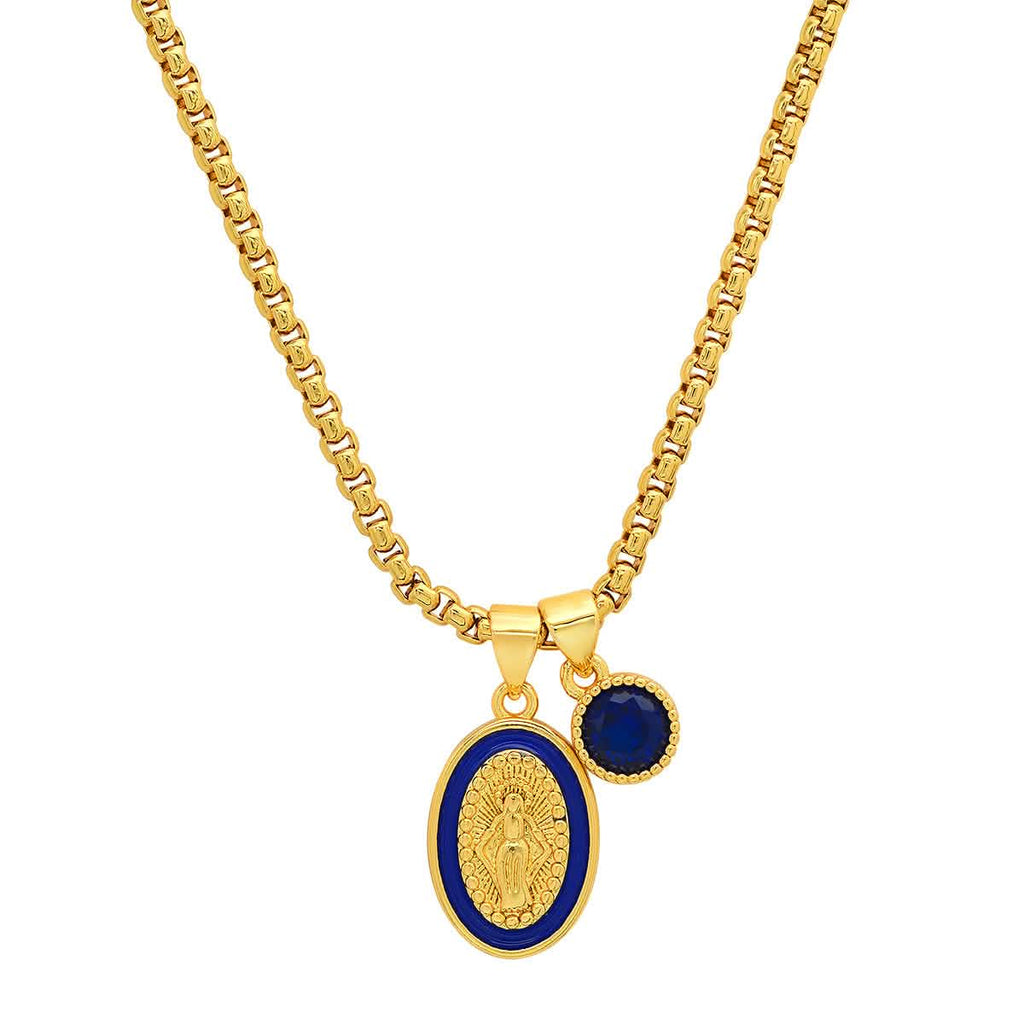 Ladies 18k Gold Plated Brass Our Lady of Guadalupe and Simulated Diamond Pendant Charms