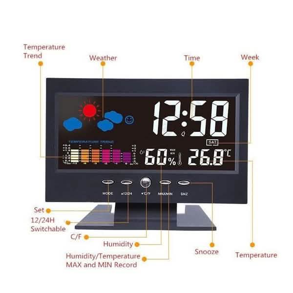 LCD Color Screen Digital Backlight Snooze Alarm Clock by DailySale