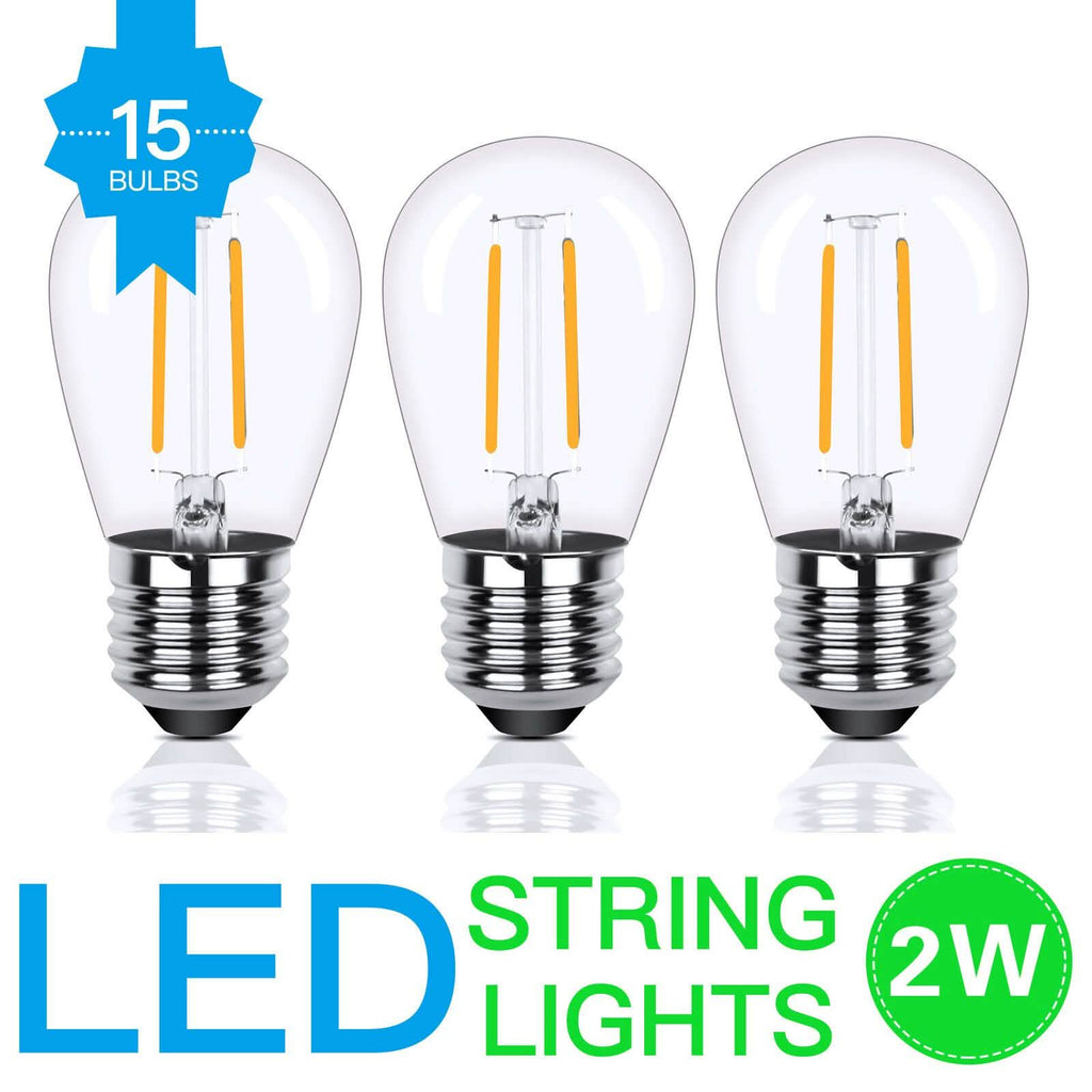 LED 15x S14 Bulbs Globe String Lights Commercial Grade Patio Outdoor Garden by DailySale