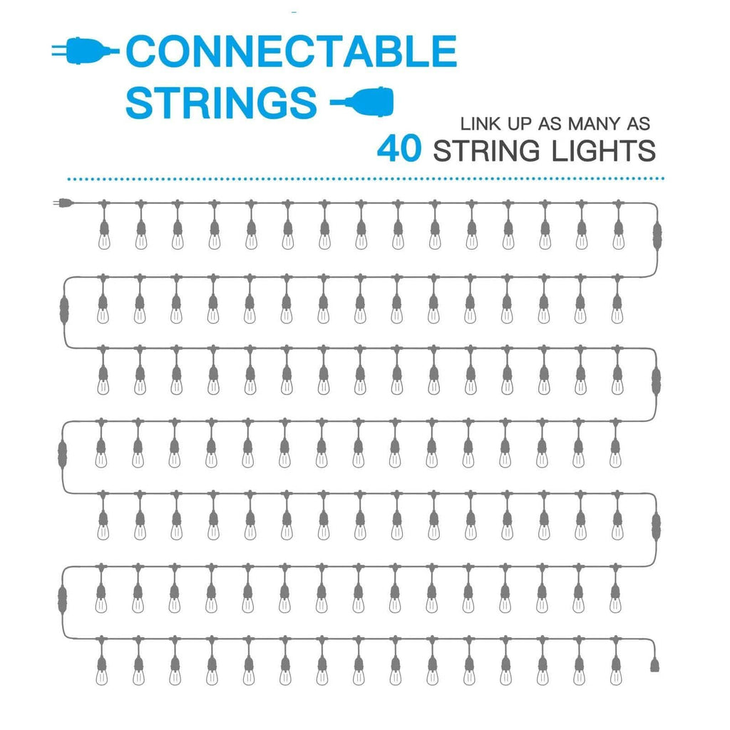 LED 15x S14 Bulbs Globe String Lights Commercial Grade Patio Outdoor Garden by DailySale