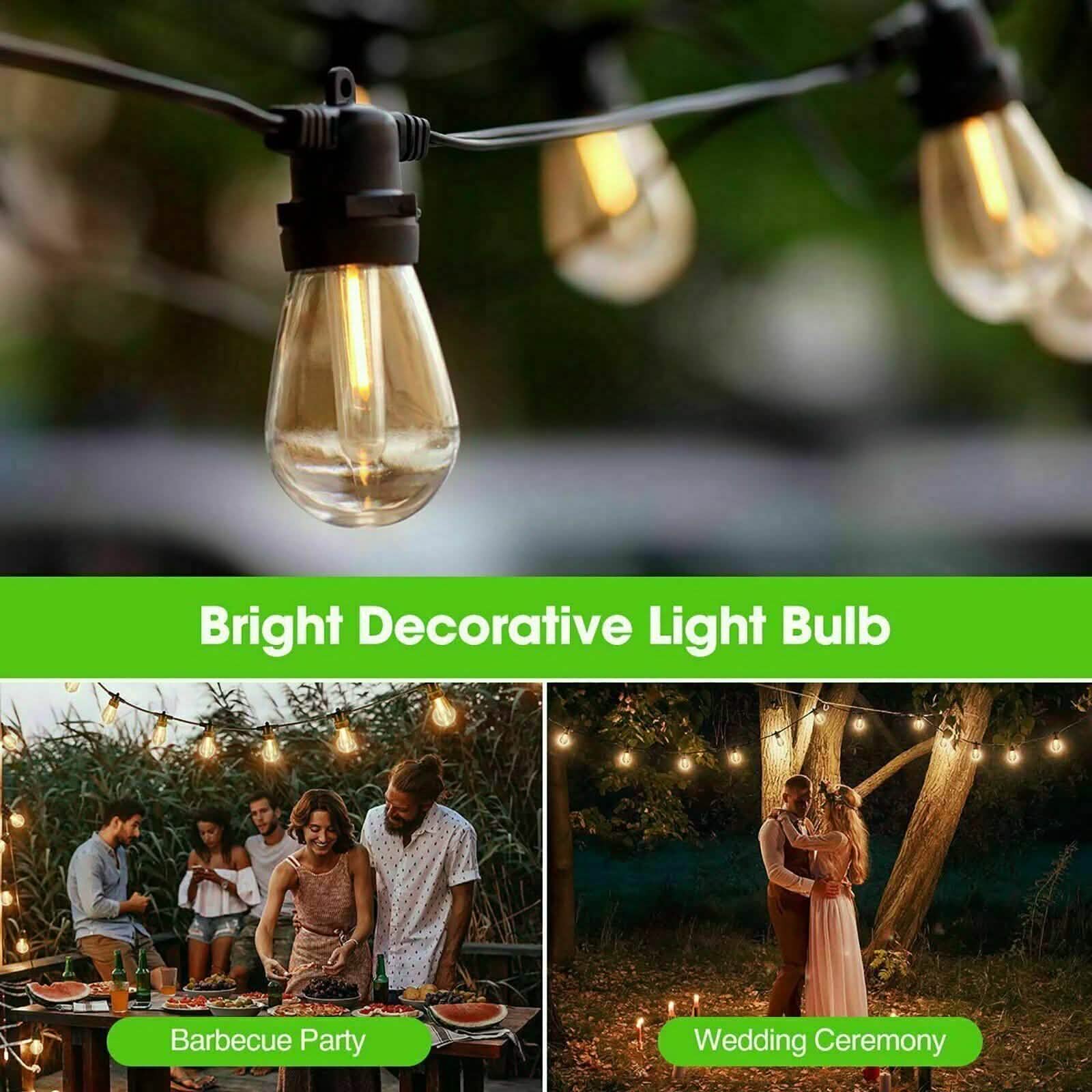 LED 15x S14 Bulbs Globe String Lights Commercial Grade Patio Outdoor Garden by DailySale