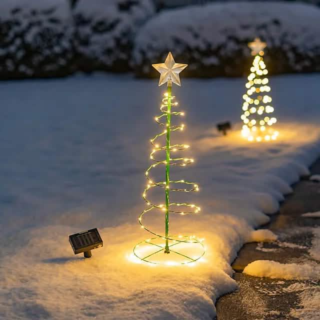 LED Christmas Tree Outdoor Solar Ground Plug Lights by DailySale