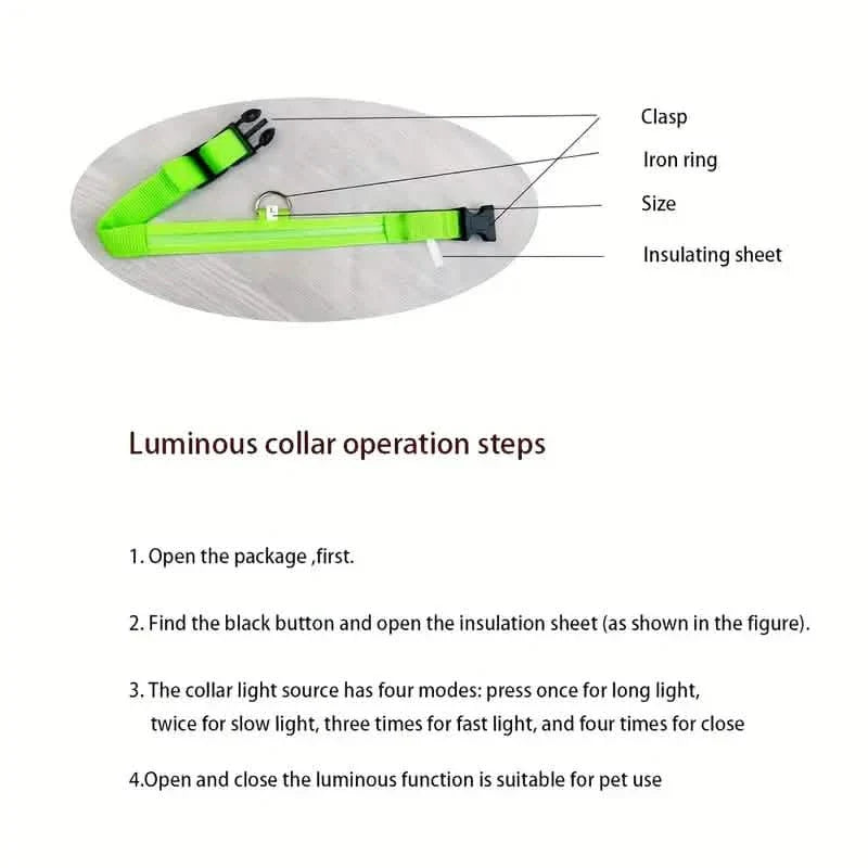 LED Dog Collars Light Adjustable Flashing Luminous Collar Night Anti-Lost by DailySale
