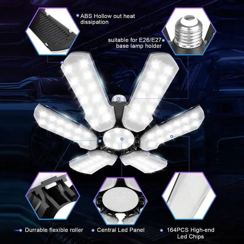 LED Garage Ceiling Lights 150W 15000LM 6500K with 6+1 Deformable Panels by DailySale